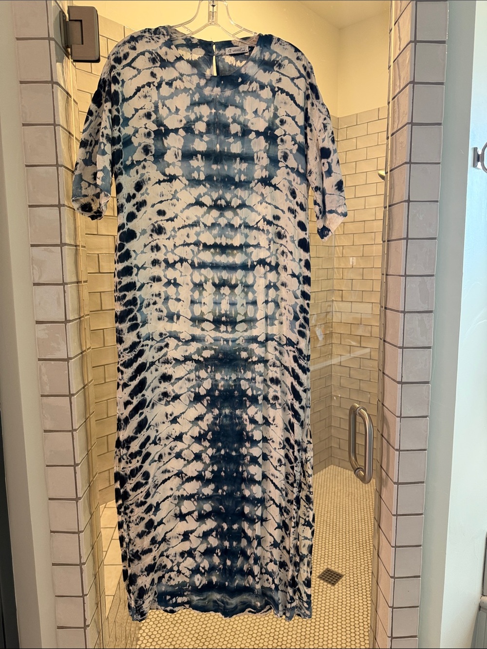 Free People On The Road Blue and White Tie-Dye Maxi Dress